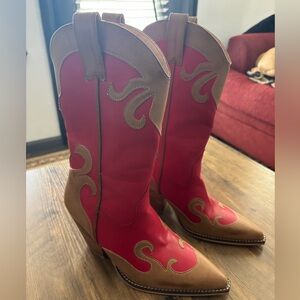 Red and Tan Women's Cowboy Boots
